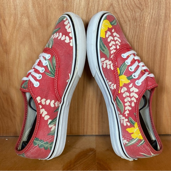 Womens 7.5 Vans Off The Wall Low Floral Sneakers Red Green SEF1112 - Picture 6 of 8
